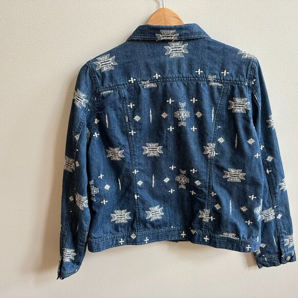 Laura Ashley Blue Denim Jacket Size L with Southwest Stitched design - Picture 2 of 9
